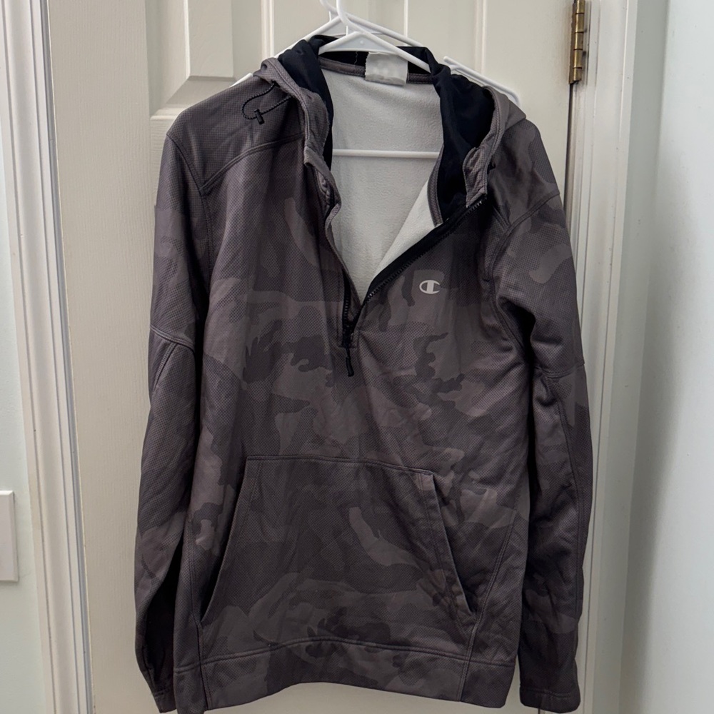 Champion grey camo hoodie Sweatshirt. XL.